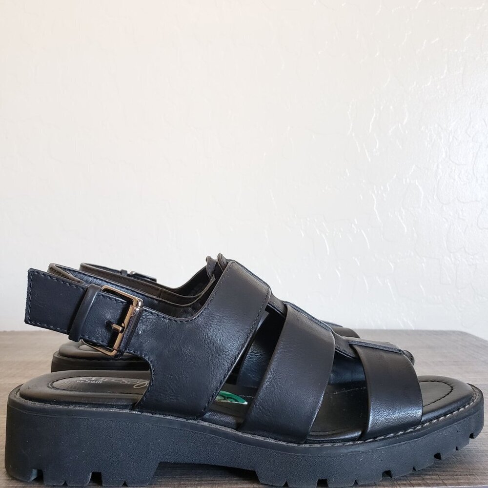 Sofft Black Leather Strappy Slingback Sandals